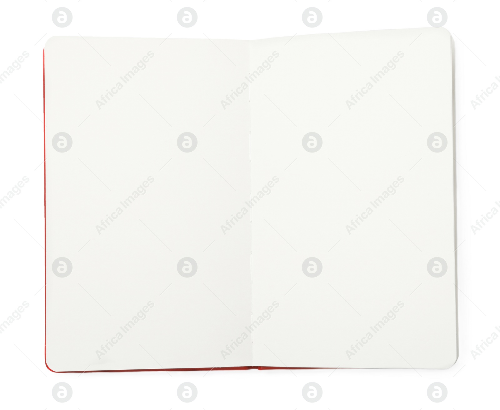 Photo of Stylish open notebook isolated on white, top view