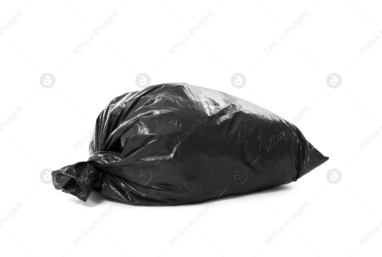 Photo of Trash bag full of garbage isolated on white