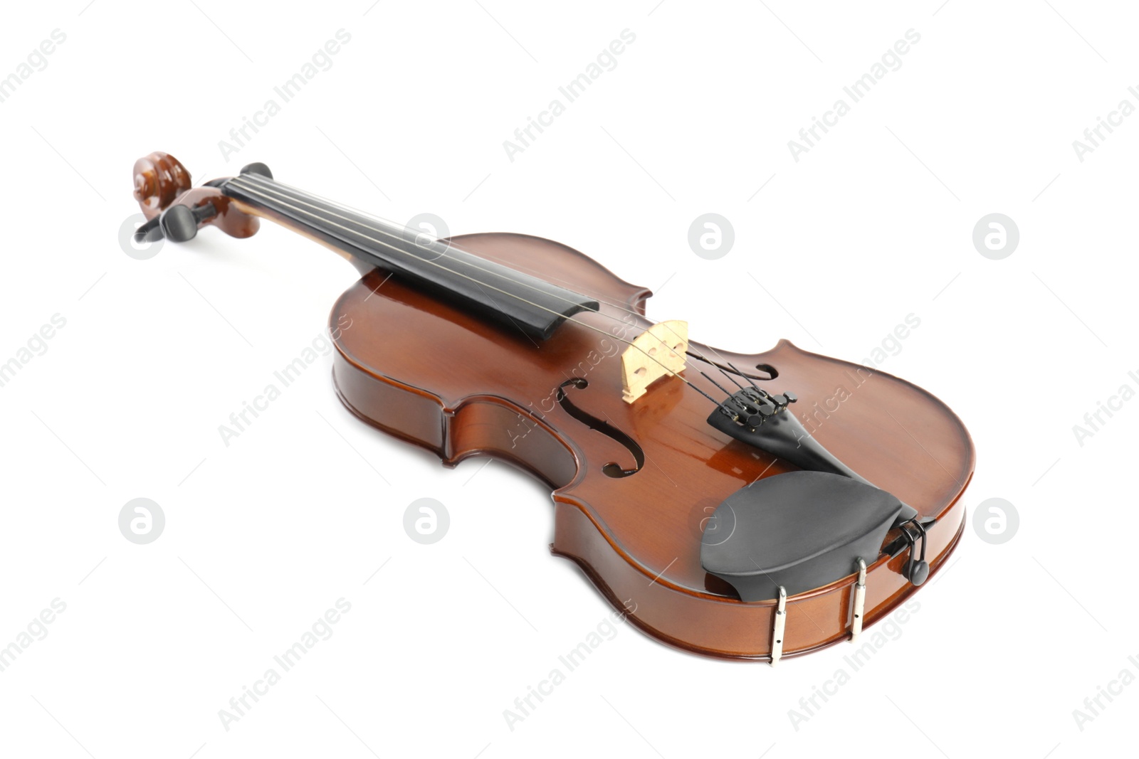 Photo of Beautiful classic violin isolated on white. Musical instrument