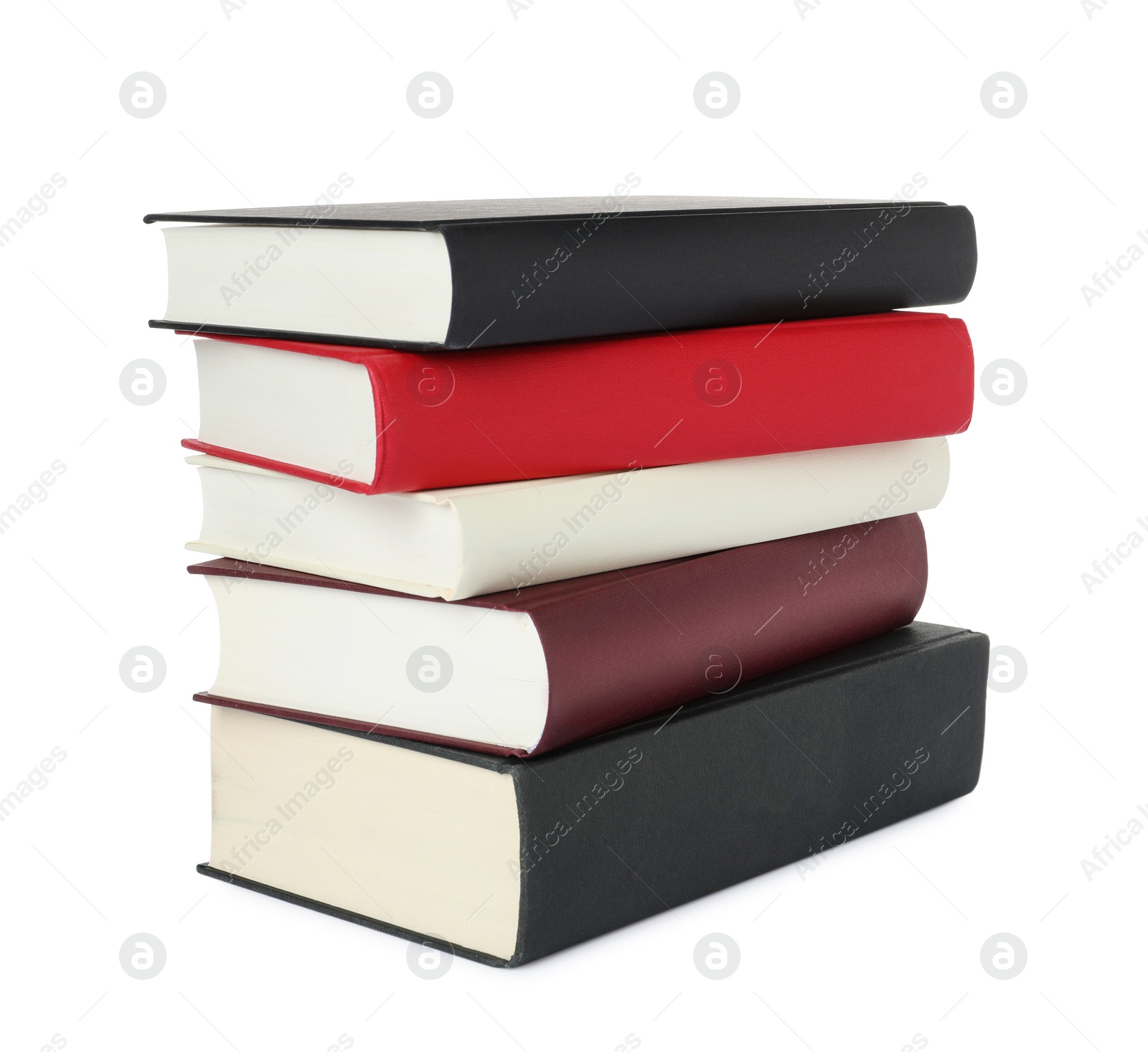 Photo of Stack of hardcover books isolated on white