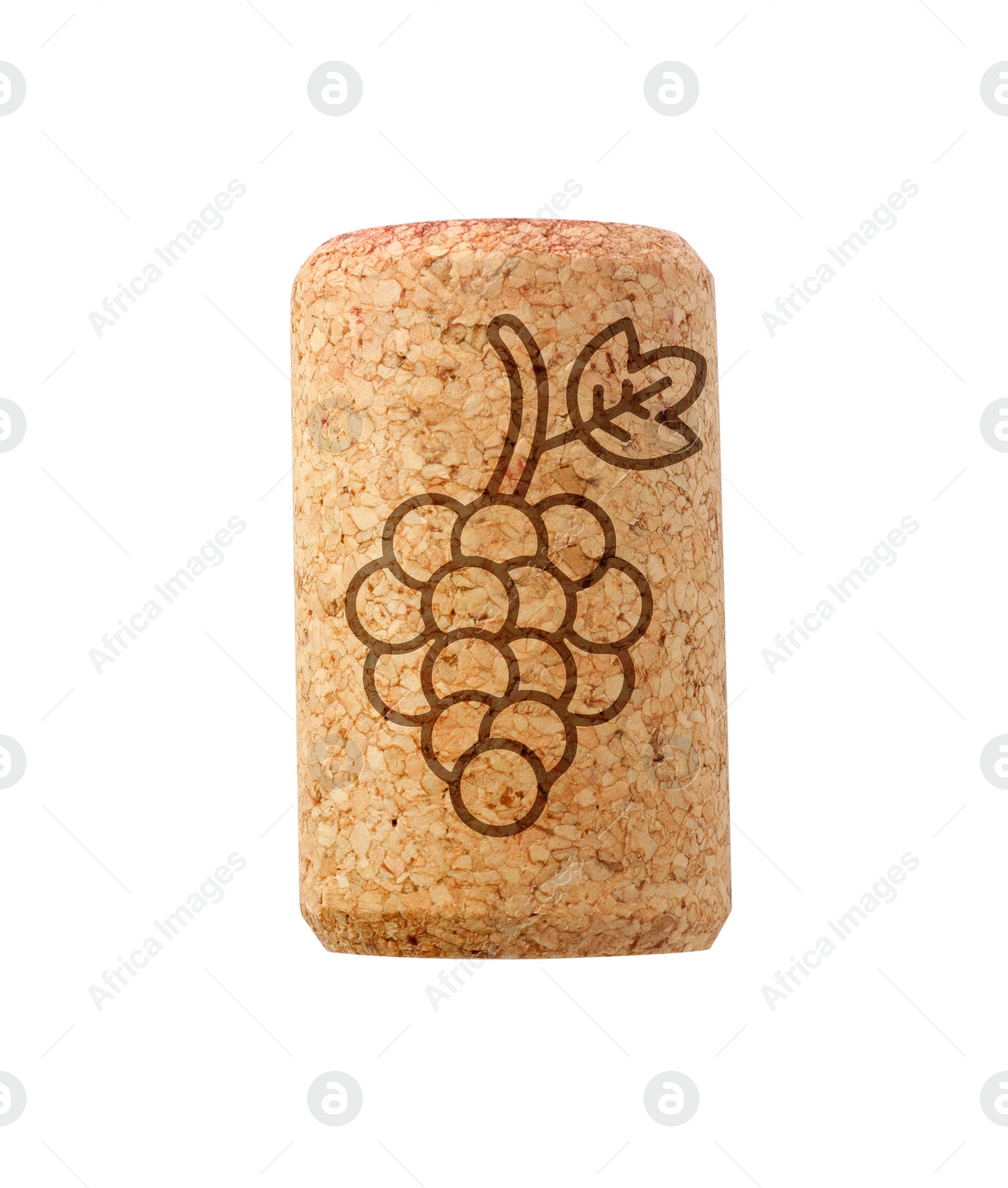 Image of Wine cork with grape image isolated on white