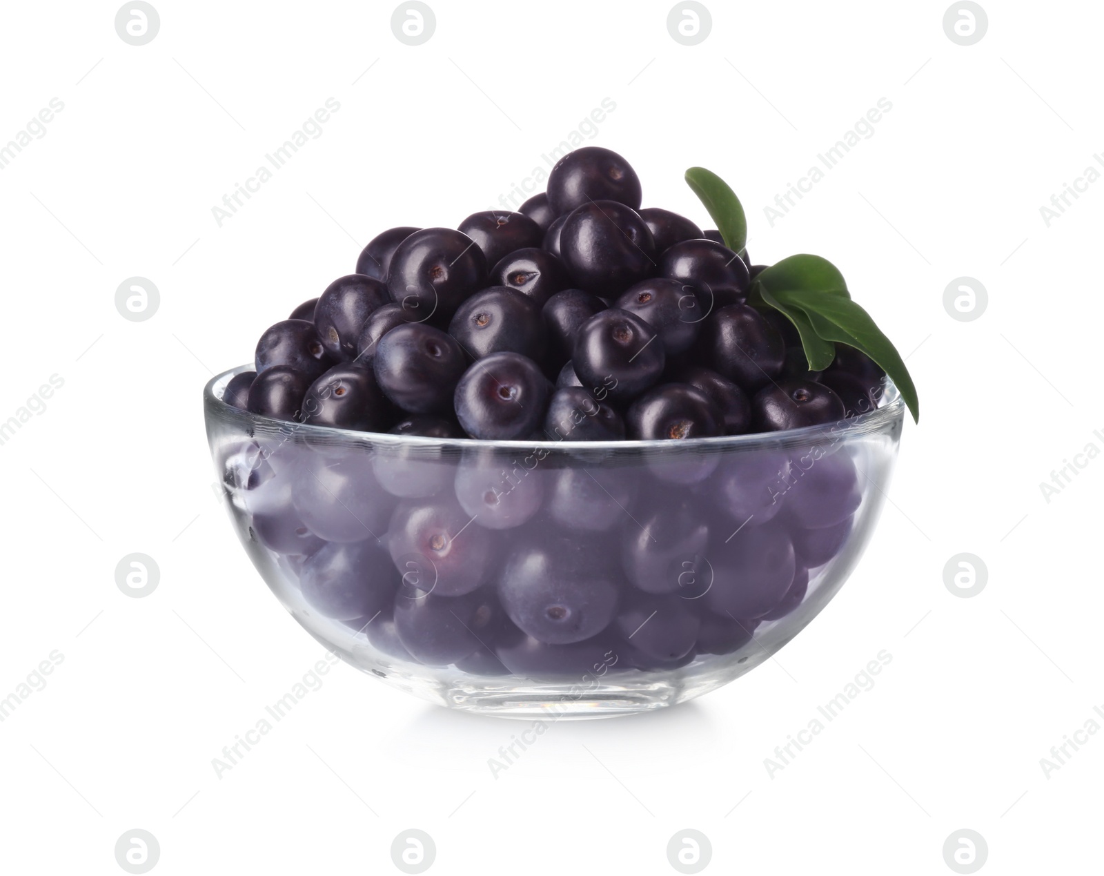 Photo of Fresh acai berries in bowl isolated on white