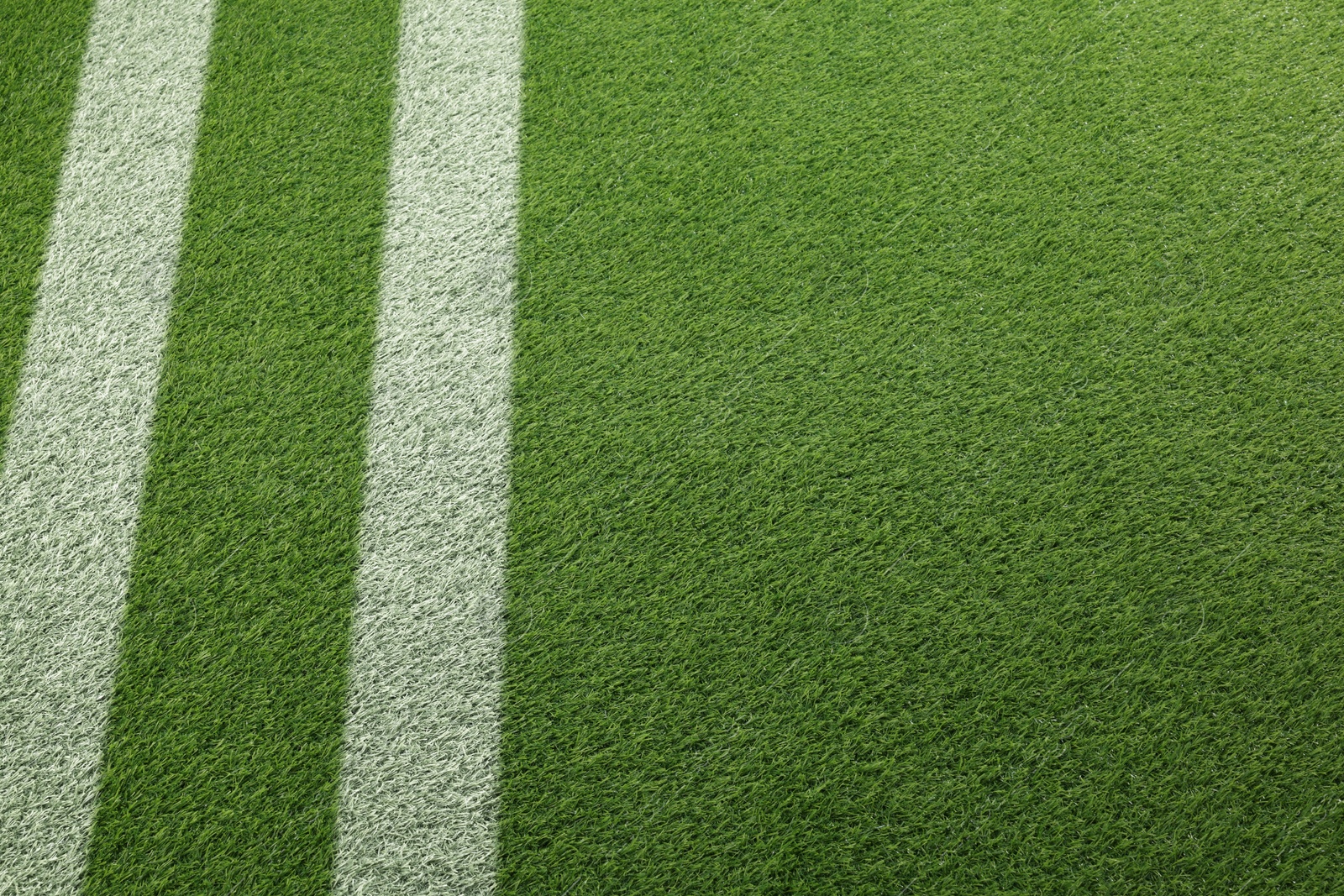 Image of Green grass with white markings, closeup view