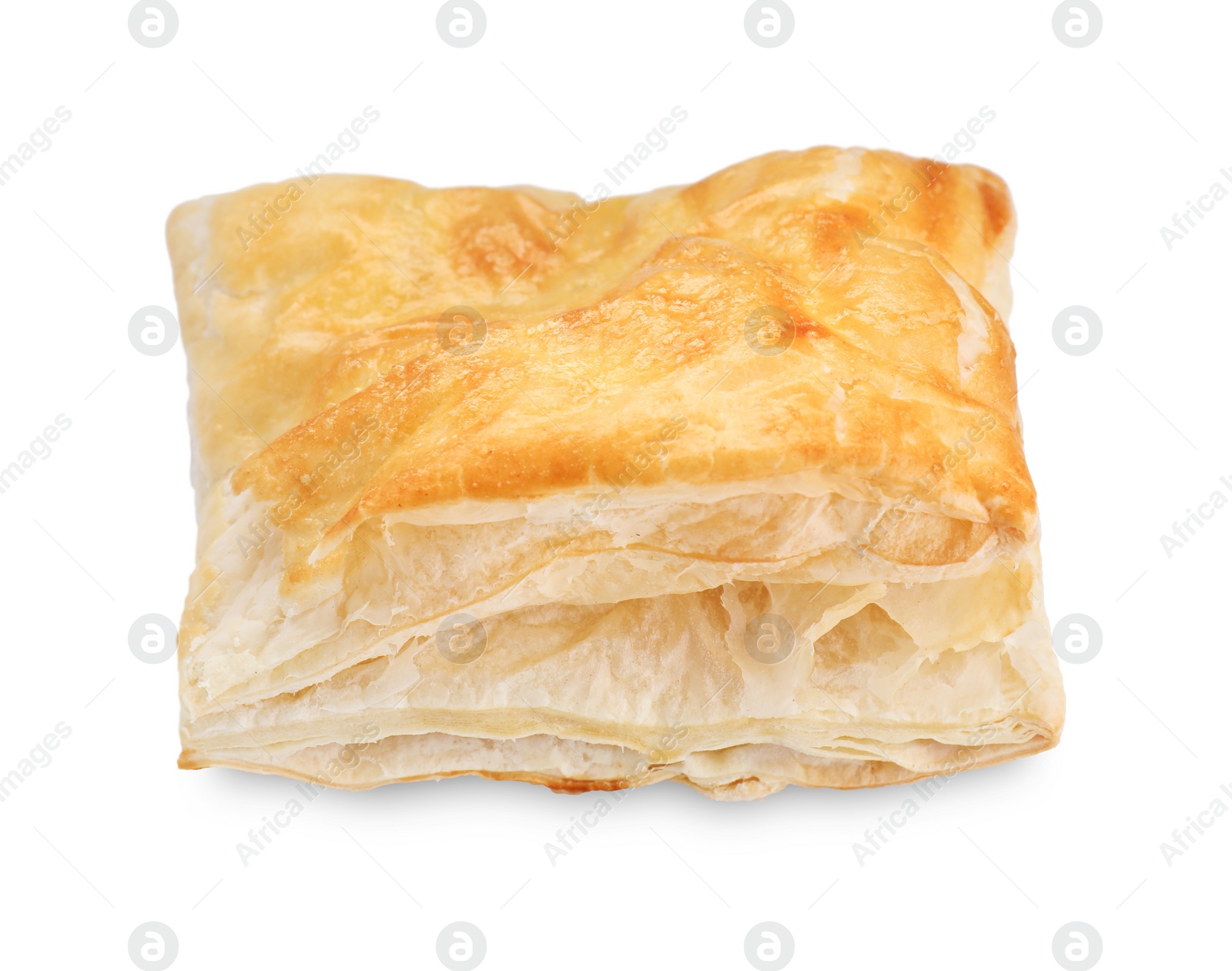 Photo of Puff pastry. One delicious fresh bun isolated on white