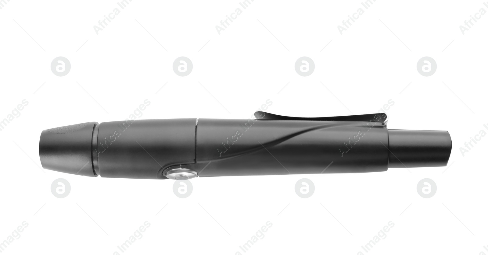 Photo of Blood lancet pen on white background. Medical device