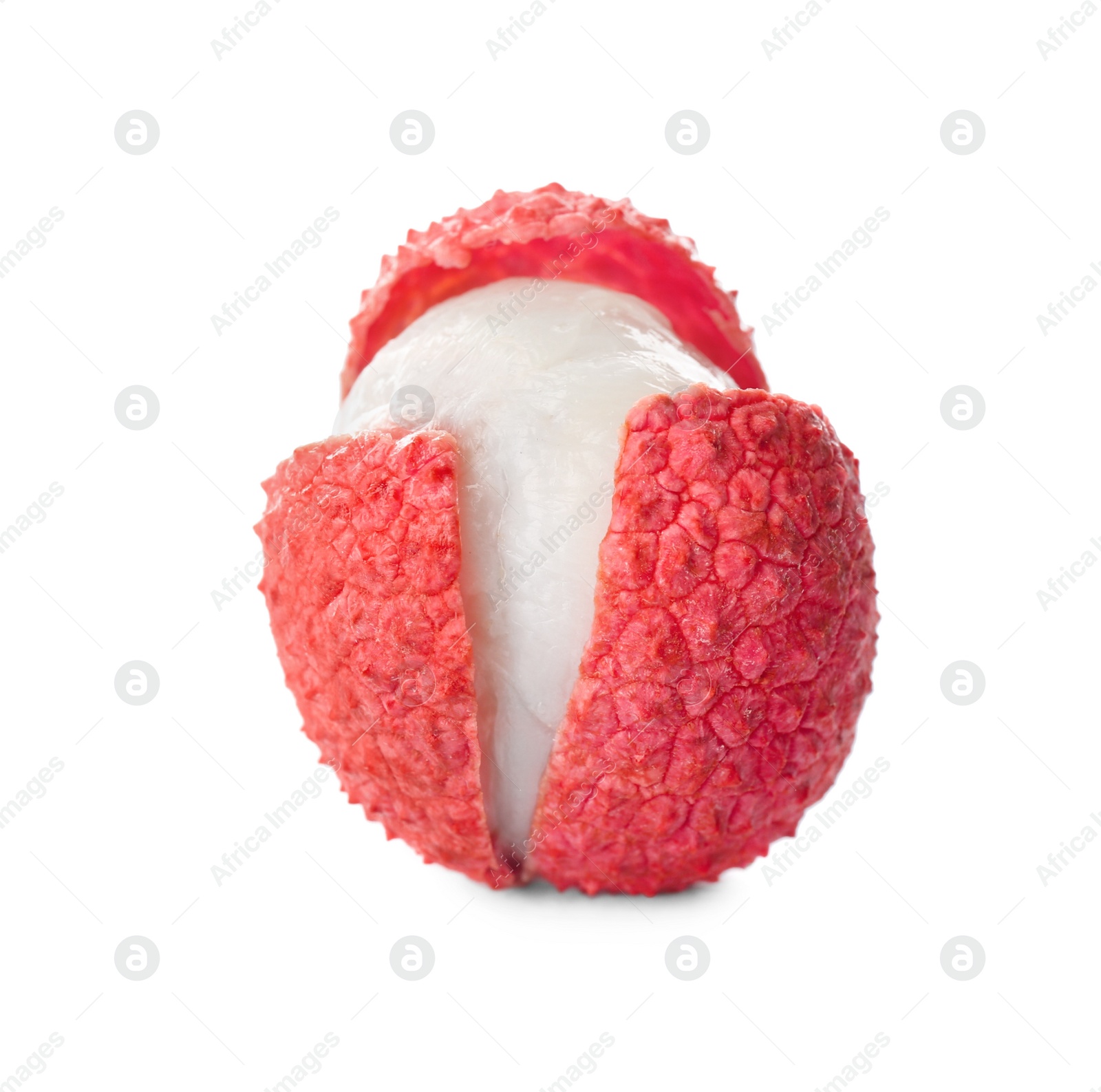 Photo of Fresh ripe lychee fruit isolated on white, closeup