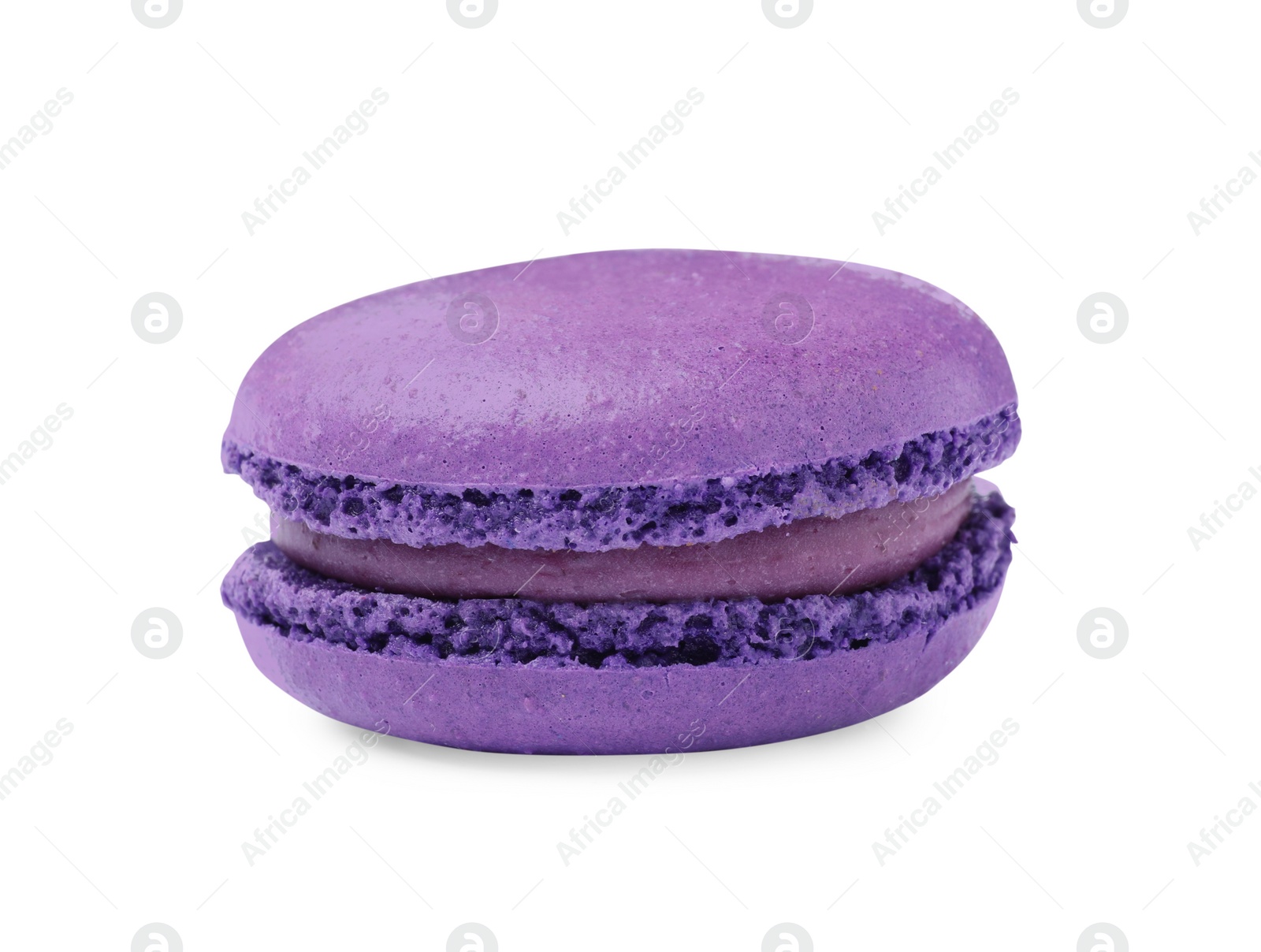 Photo of Purple macaron isolated on white. Delicious dessert