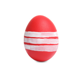 Red egg for Easter celebration isolated on white