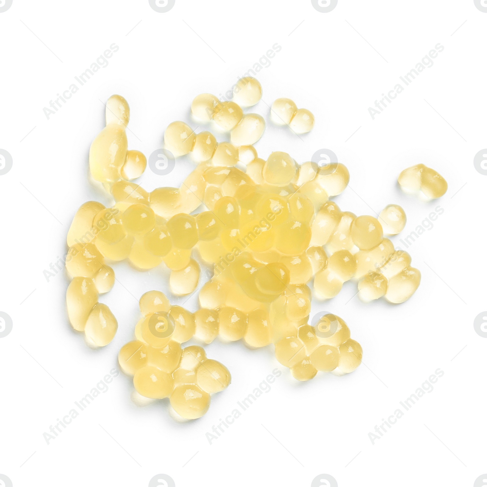 Photo of Fresh pike caviar isolated on white, top view