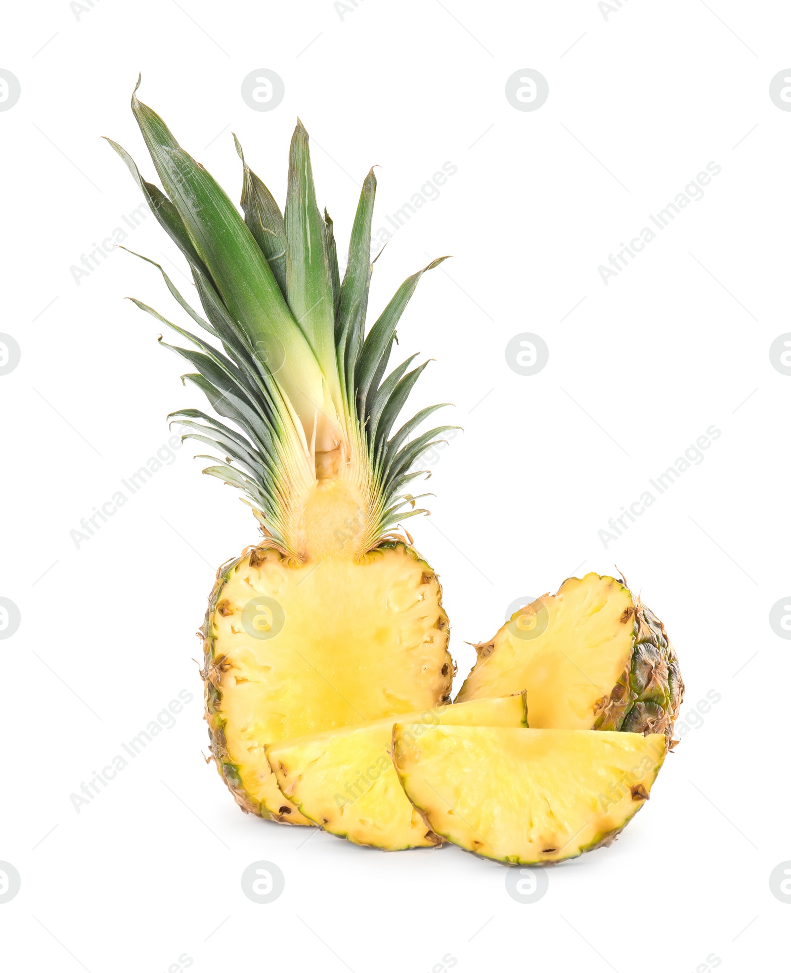 Photo of Slices of fresh pineapple isolated on white