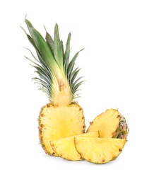 Slices of fresh pineapple isolated on white