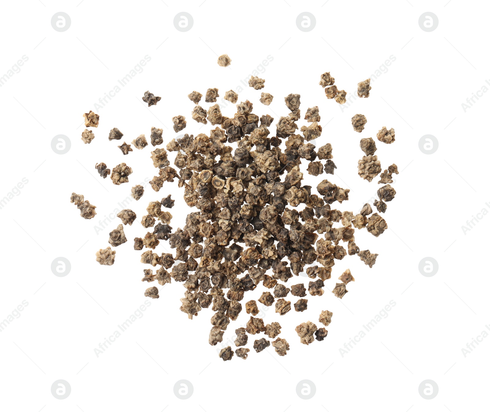Photo of Pile of raw beet seeds on white background, top view. Vegetable planting