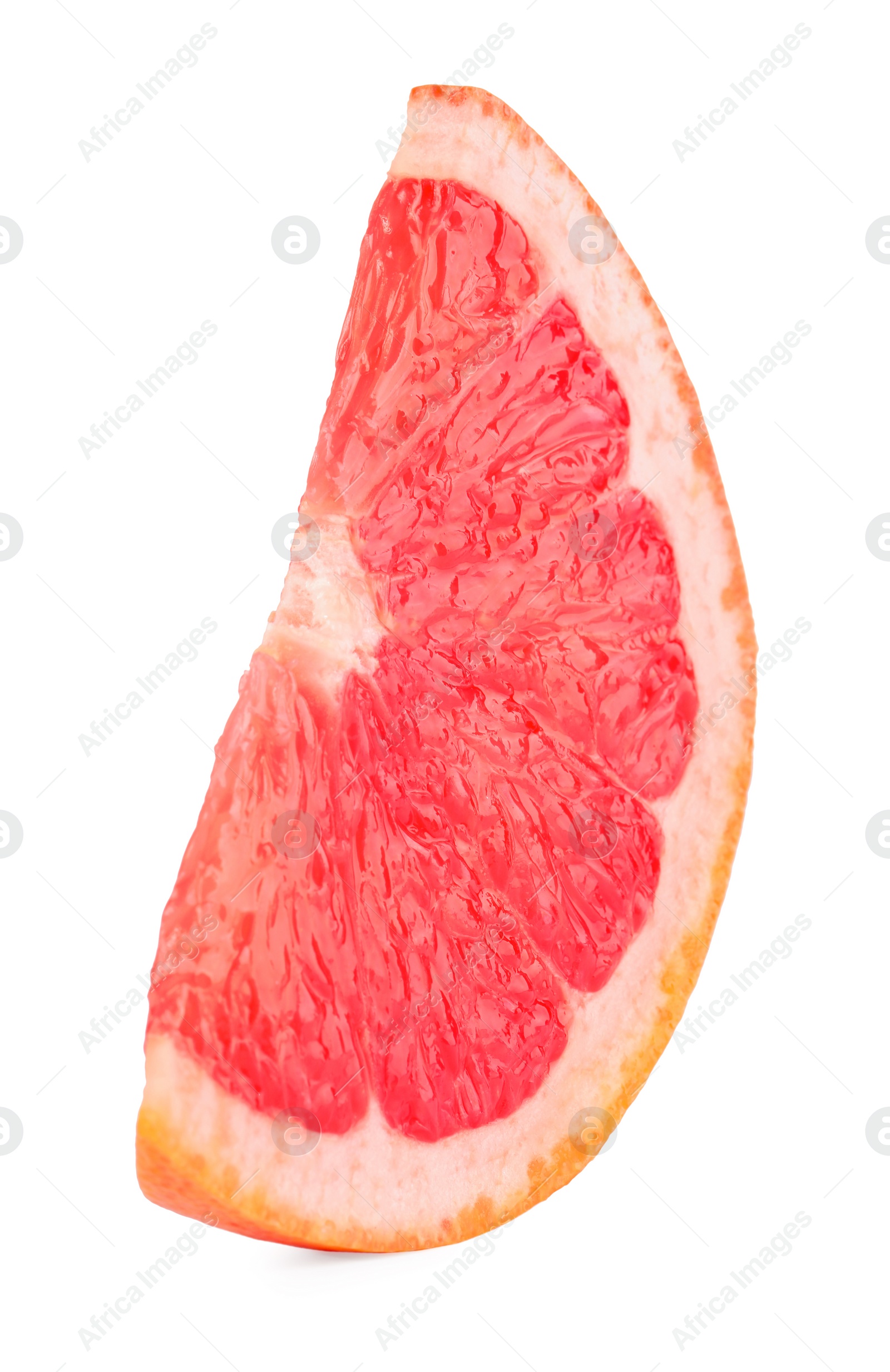 Photo of Cut ripe grapefruit isolated on white. Citrus fruit