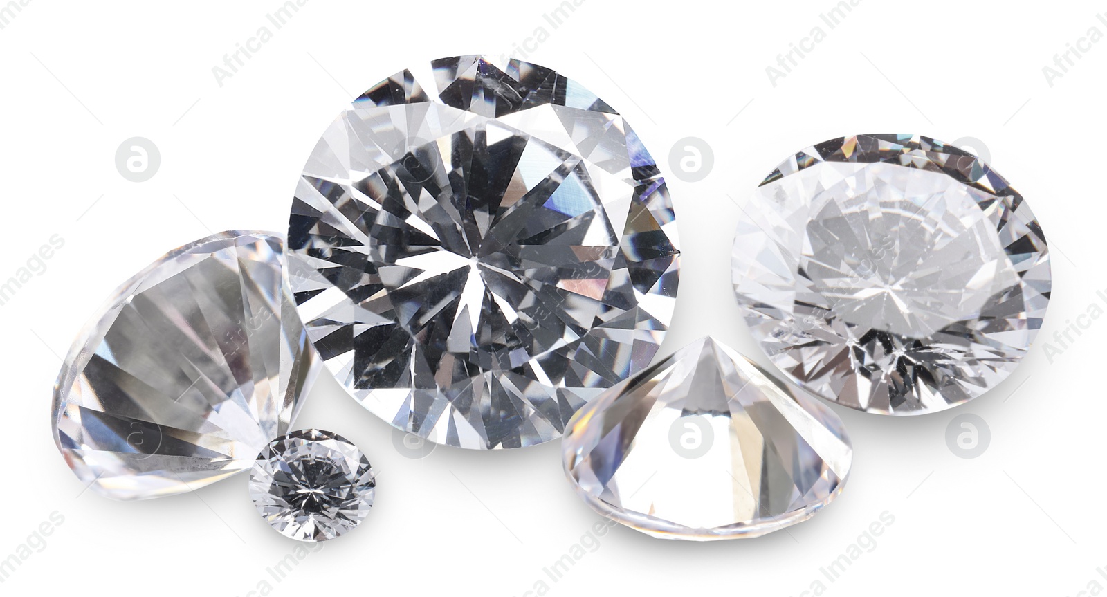 Image of Many beautiful dazzling diamonds on white background