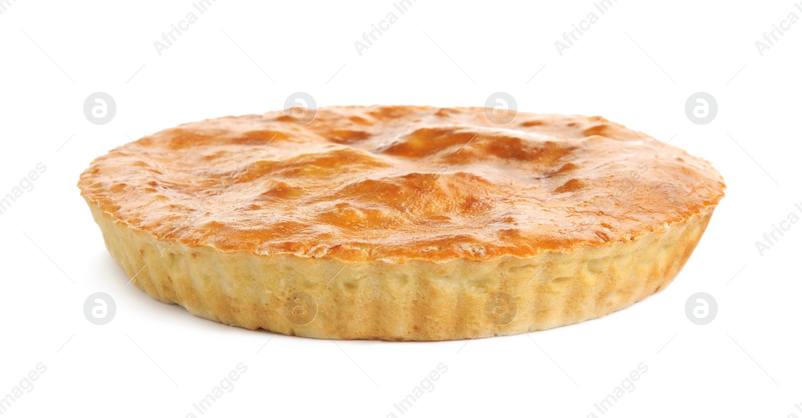 Photo of Delicious pie with meat isolated on white