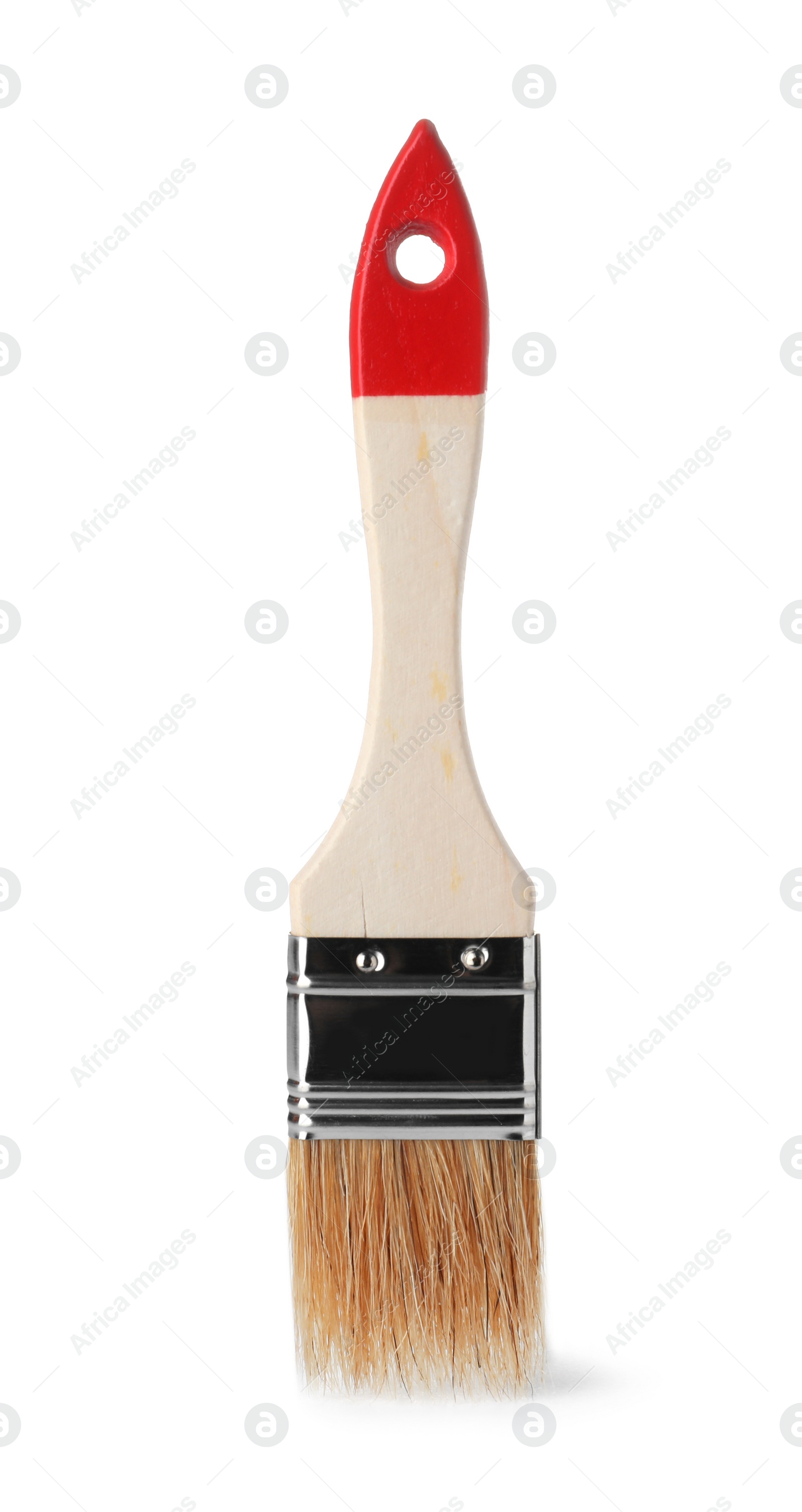 Photo of New paint brush on white background. Decorating tool