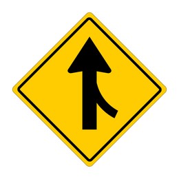 Road sign MERGING TRAFFIC FROM RIGHT on white background, illustration