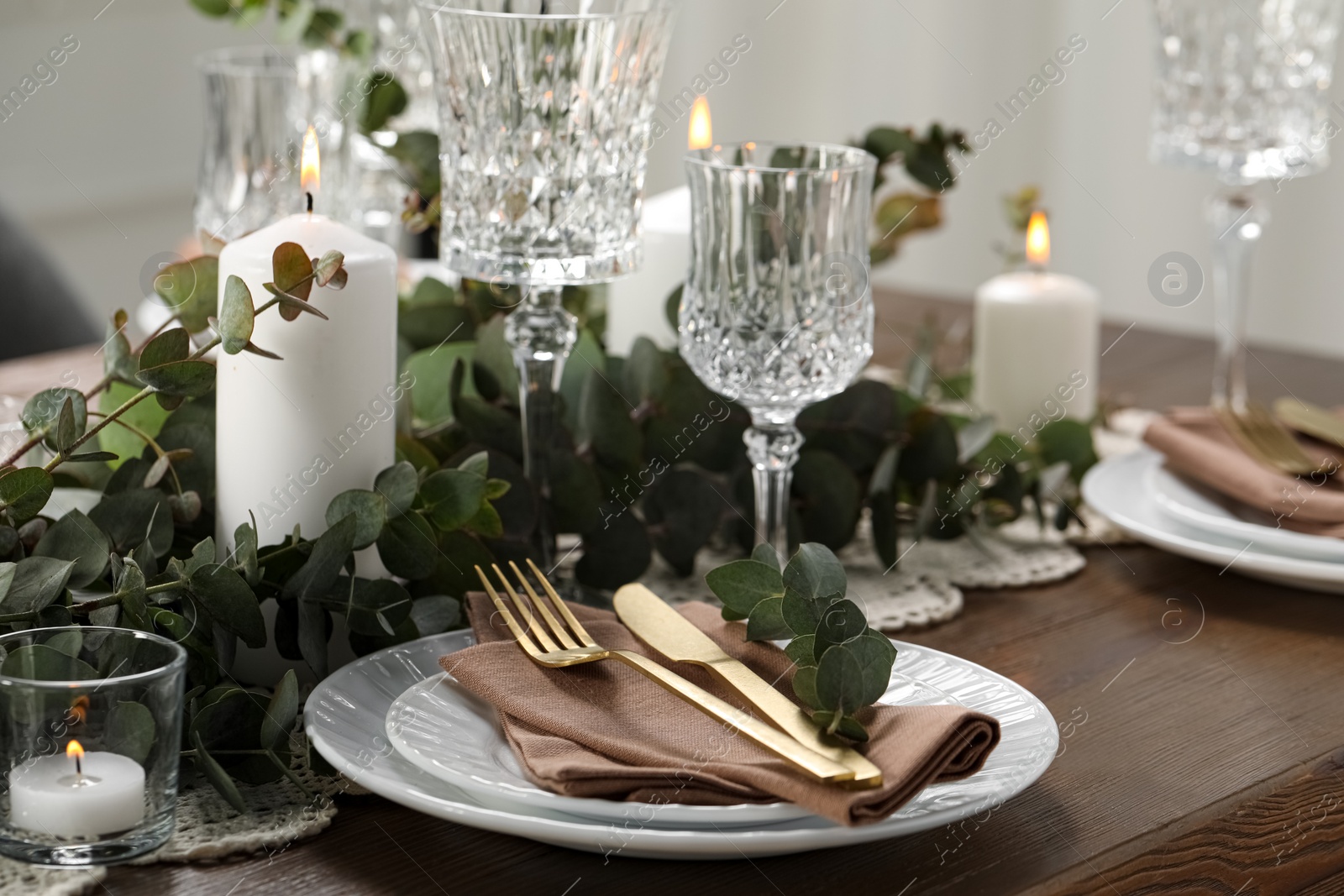 Photo of Stylish elegant table setting for festive dinner indoors