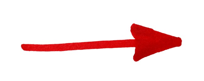 Photo of Arrow drawn with red marker on white background, top view