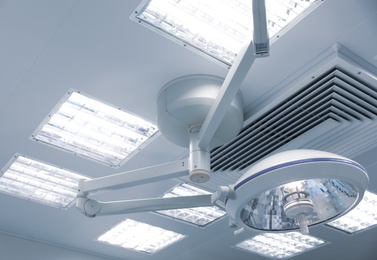 Modern professional surgical light in operating room