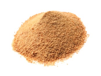 Photo of Pile of coconut sugar isolated on white