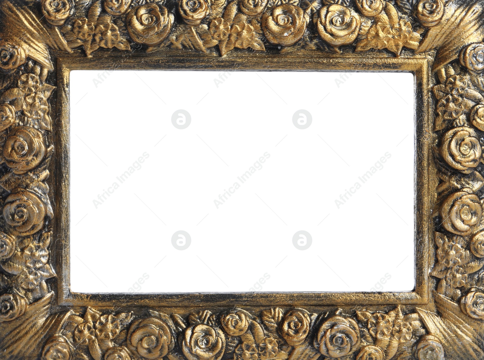 Image of Vintage frame with blank white background. Mockup for design