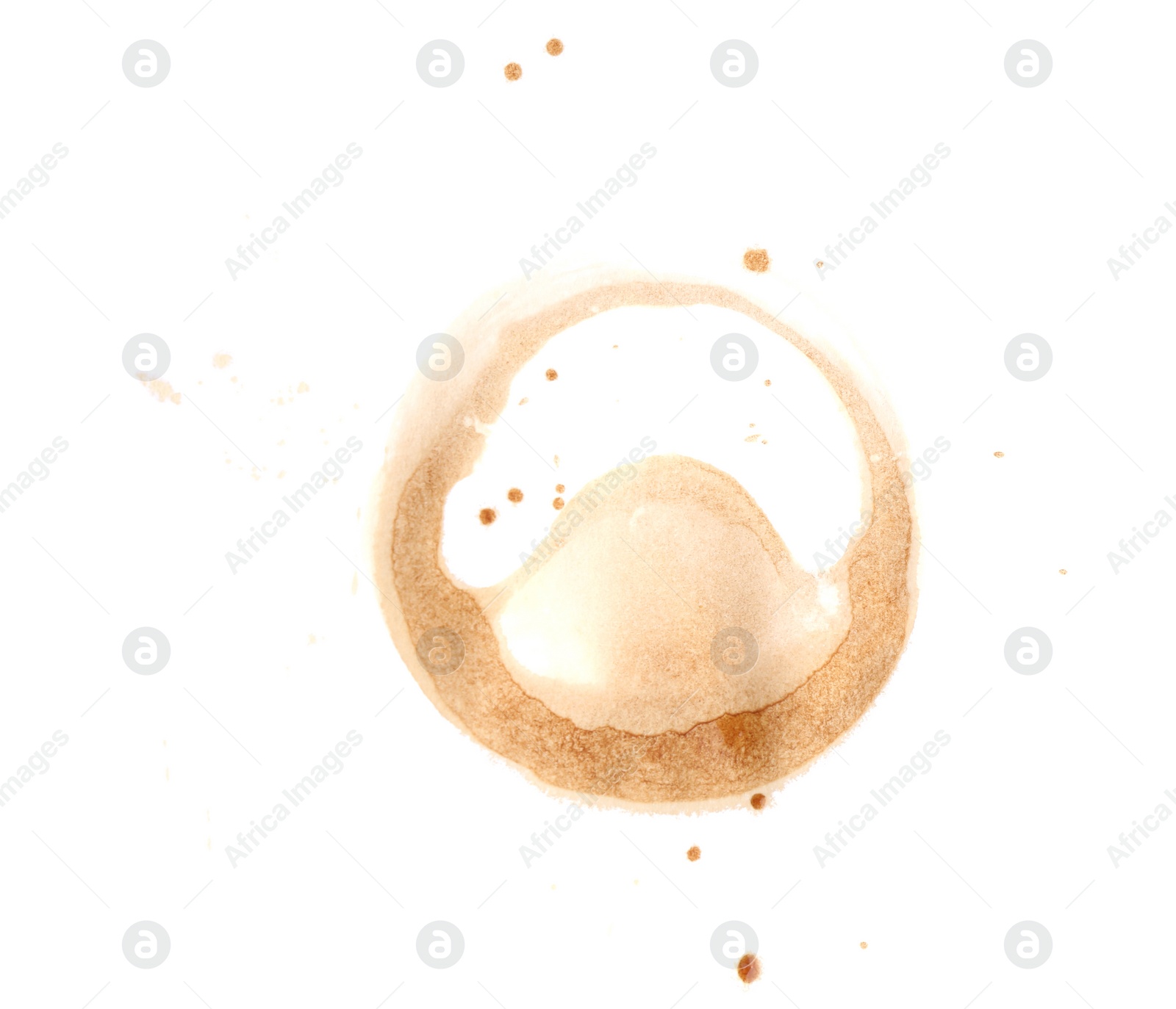 Photo of Coffee cup stain isolated on white, top view