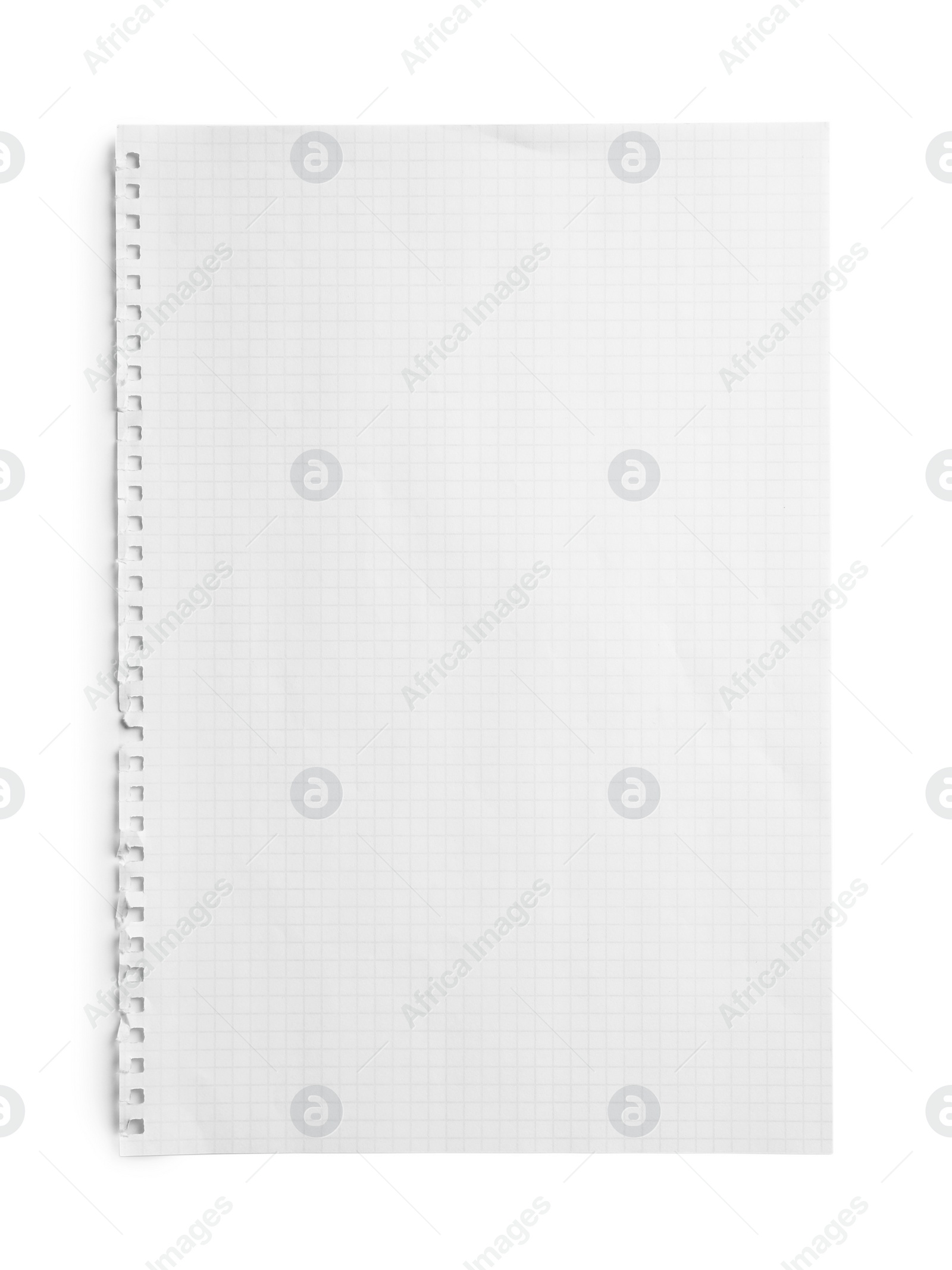 Photo of Checkered sheet of paper on white background, top view