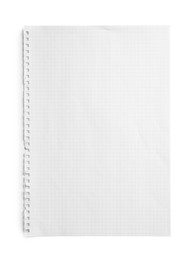 Photo of Checkered sheet of paper on white background, top view