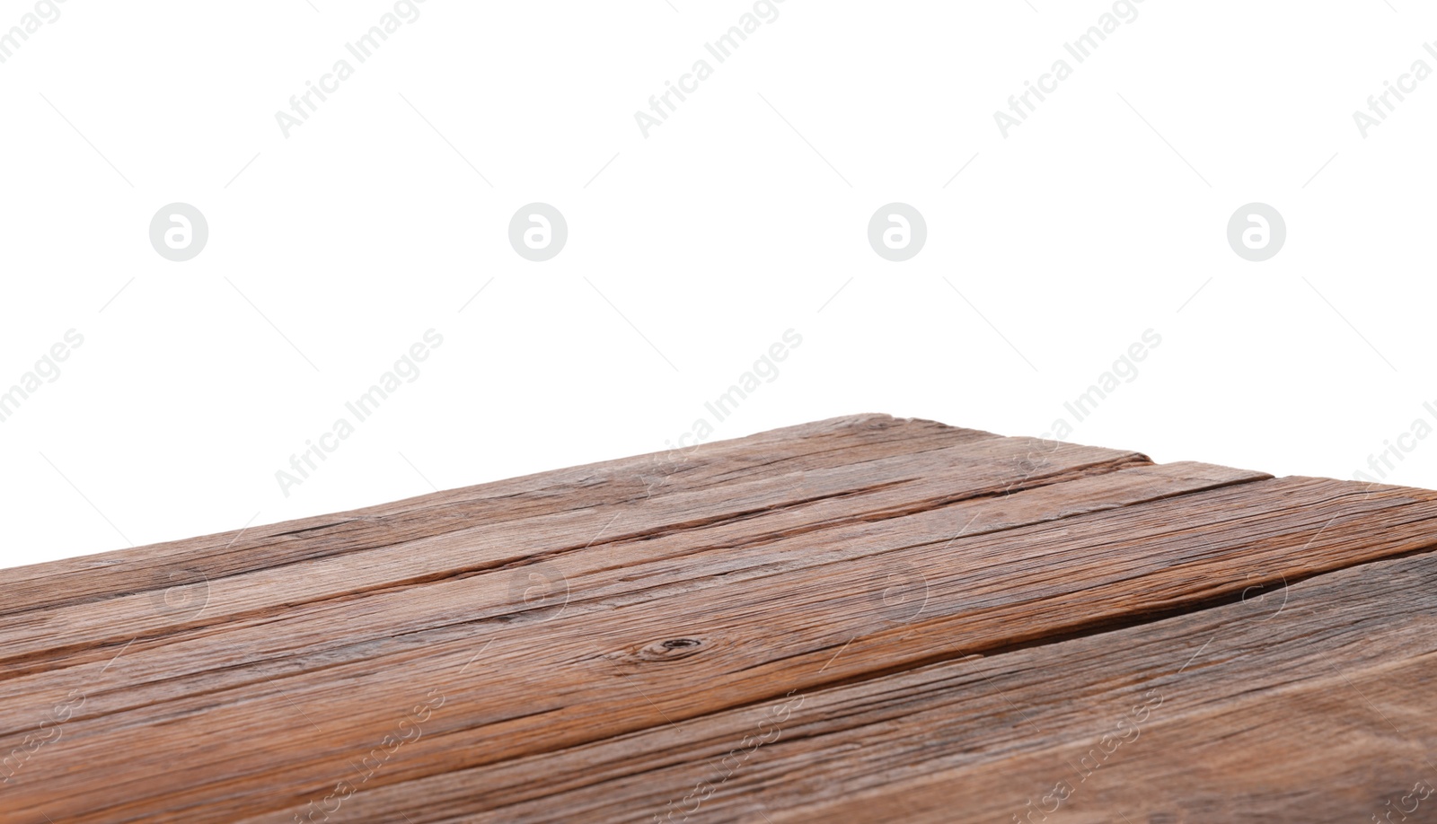 Photo of Empty brown wooden table isolated on white