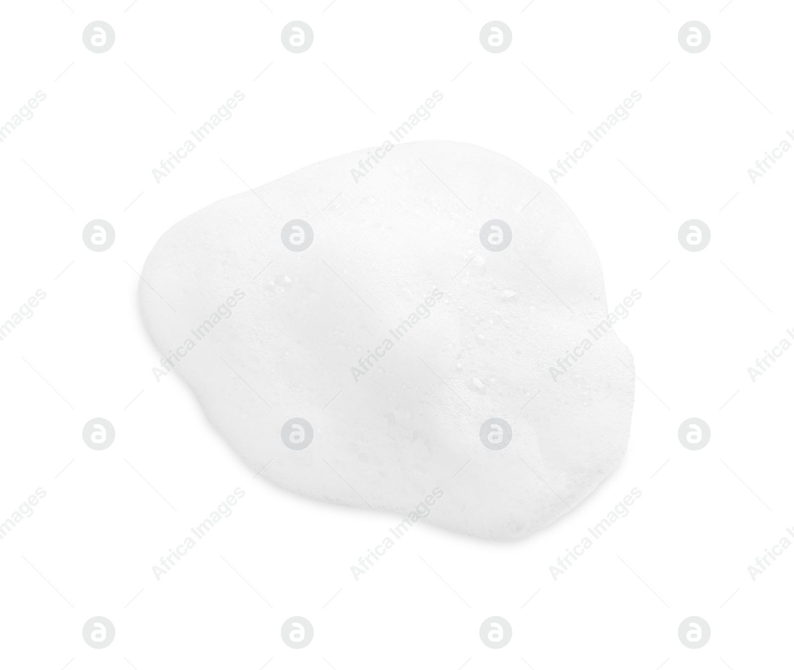 Photo of Foam with bubbles isolated on white, above view