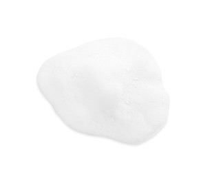 Photo of Foam with bubbles isolated on white, above view