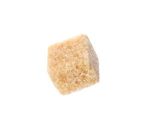 Photo of One brown sugar cube isolated on white