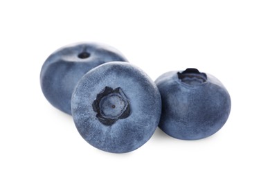 Tasty ripe fresh blueberries on white background