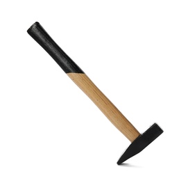Photo of New hammer on white background. Professional construction tool