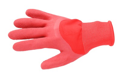 One red gardening glove isolated on white