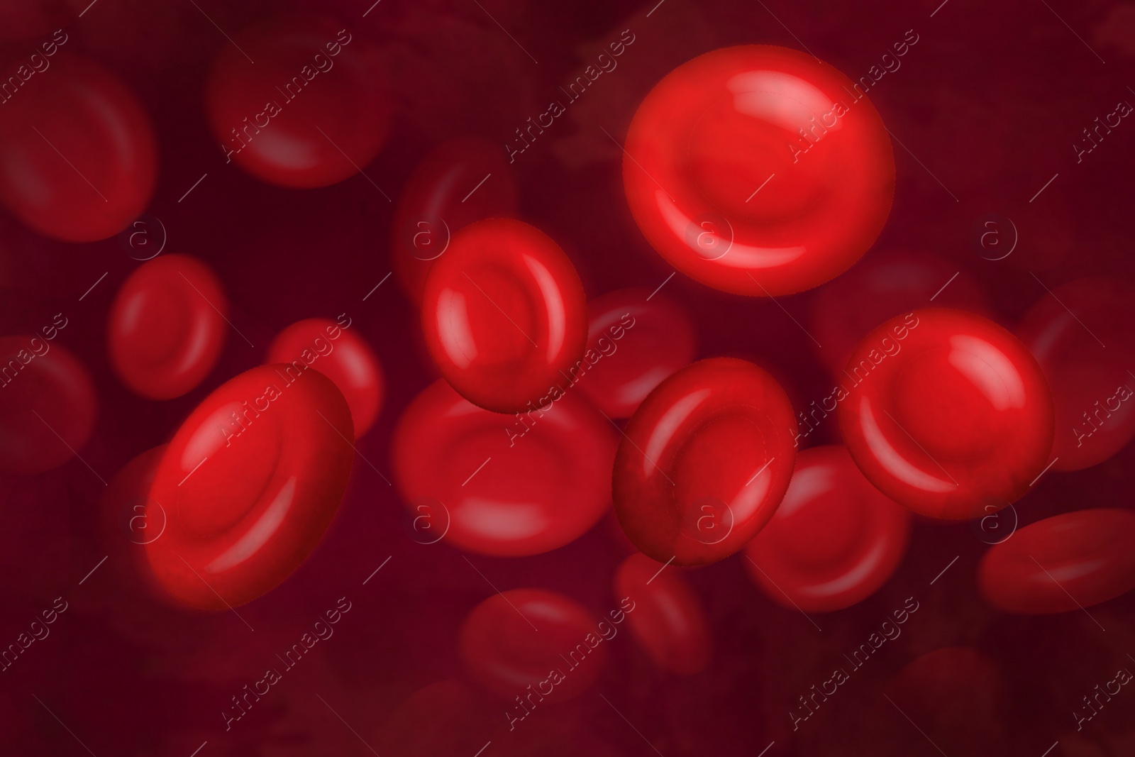 Image of Illustration of red blood cells (erythrocytes) in motion