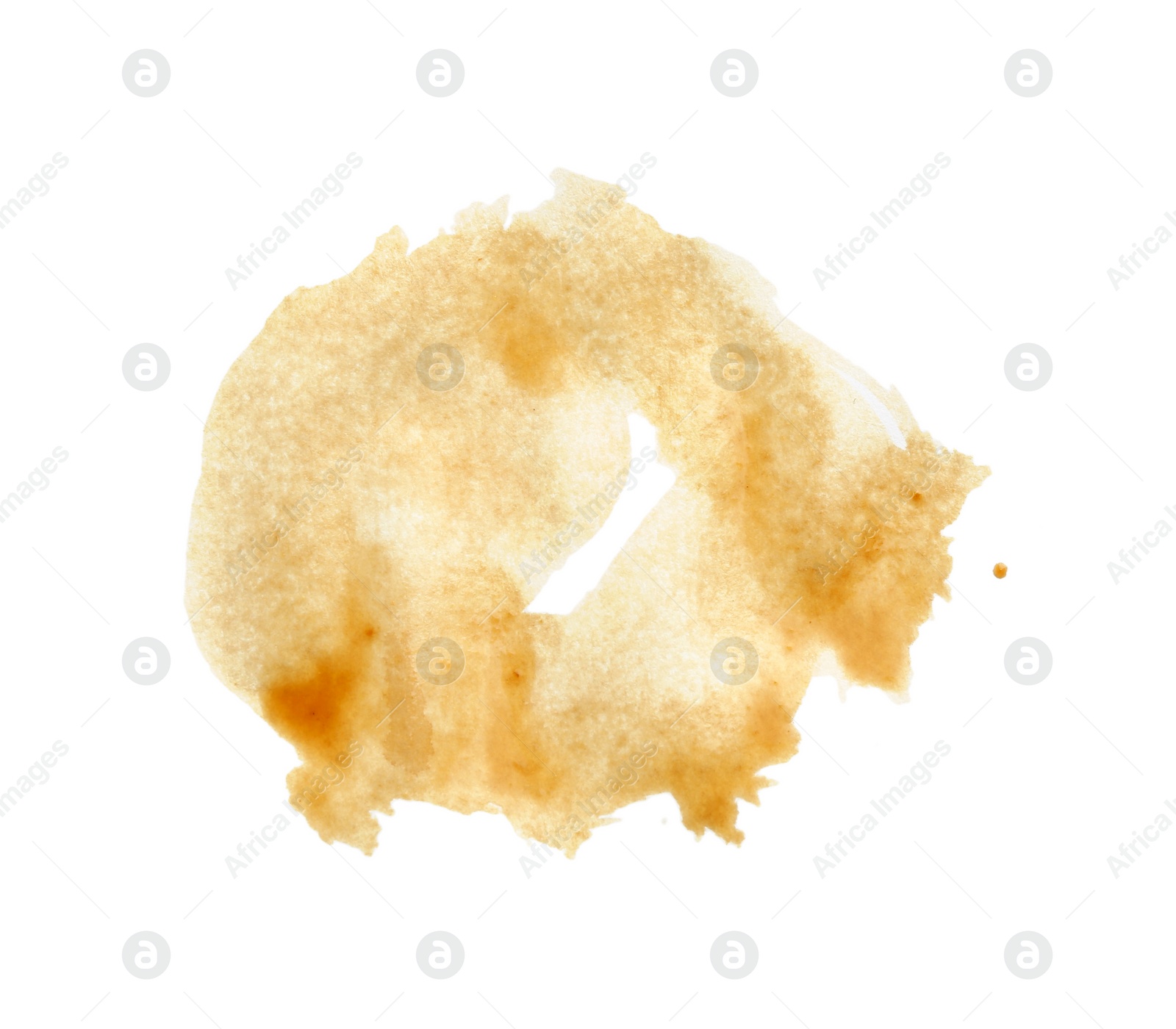 Photo of Dried coffee stain isolated on white, top view