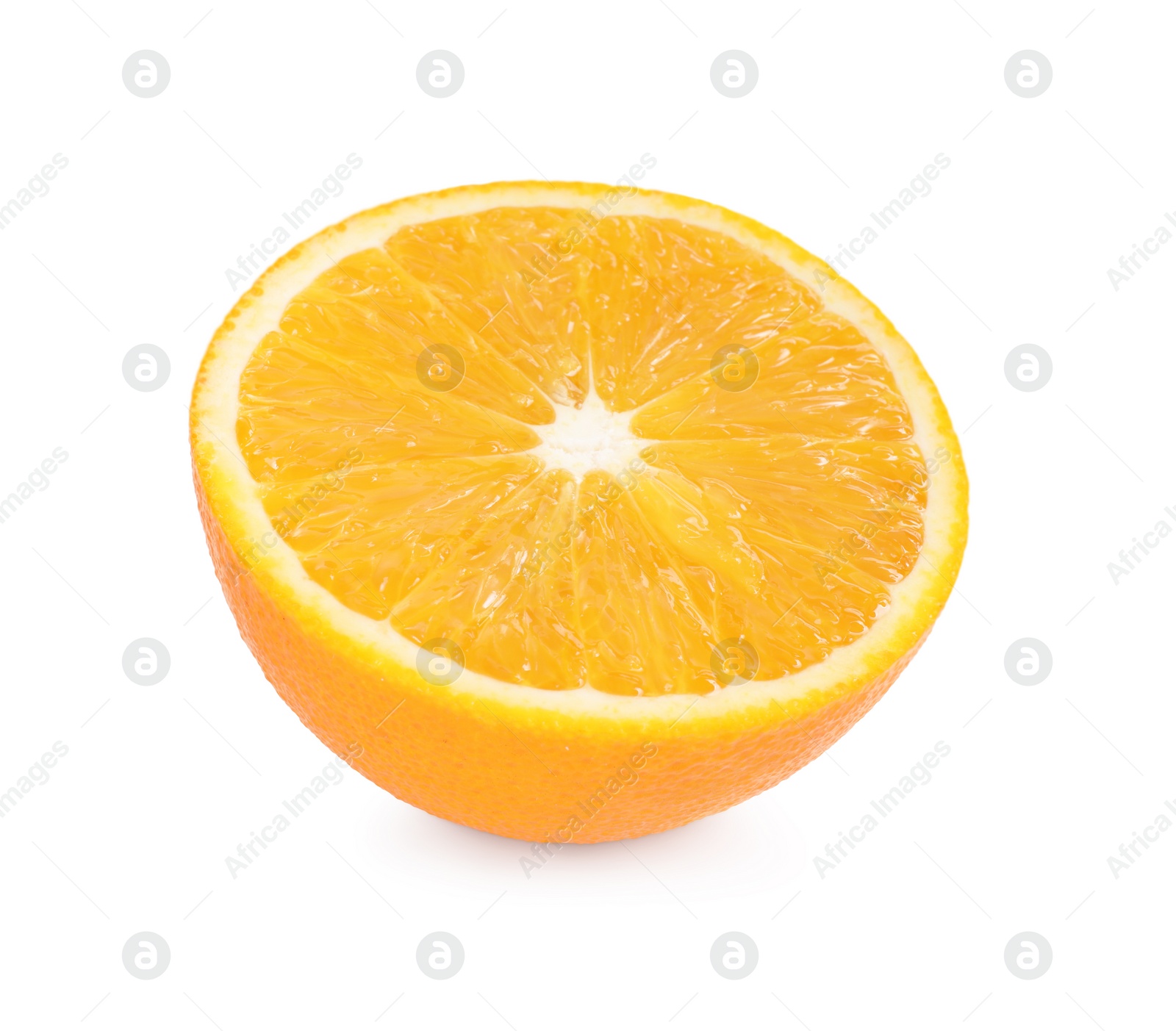 Photo of Half of fresh ripe orange isolated on white