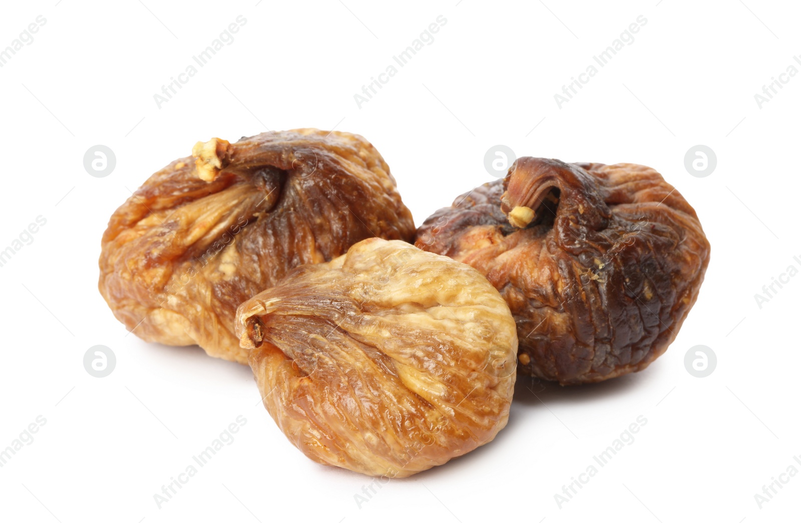 Photo of Delicious dried fig fruits on white background. Organic snack