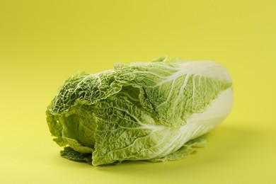 Fresh ripe Chinese cabbages on pale yellow background, closeup