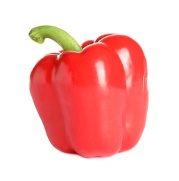 Photo of Tasty ripe red bell pepper on white background