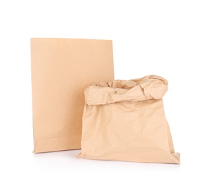 Paper bags isolated on white. Mockup for design