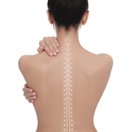 Image of Woman with healthy back on white background. Illustration of spine