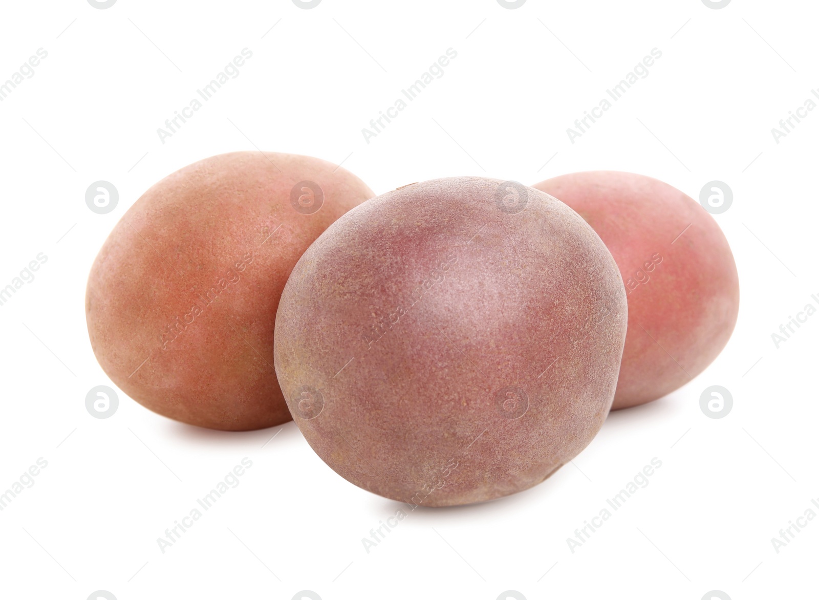 Photo of Tasty fresh organic potatoes on white background