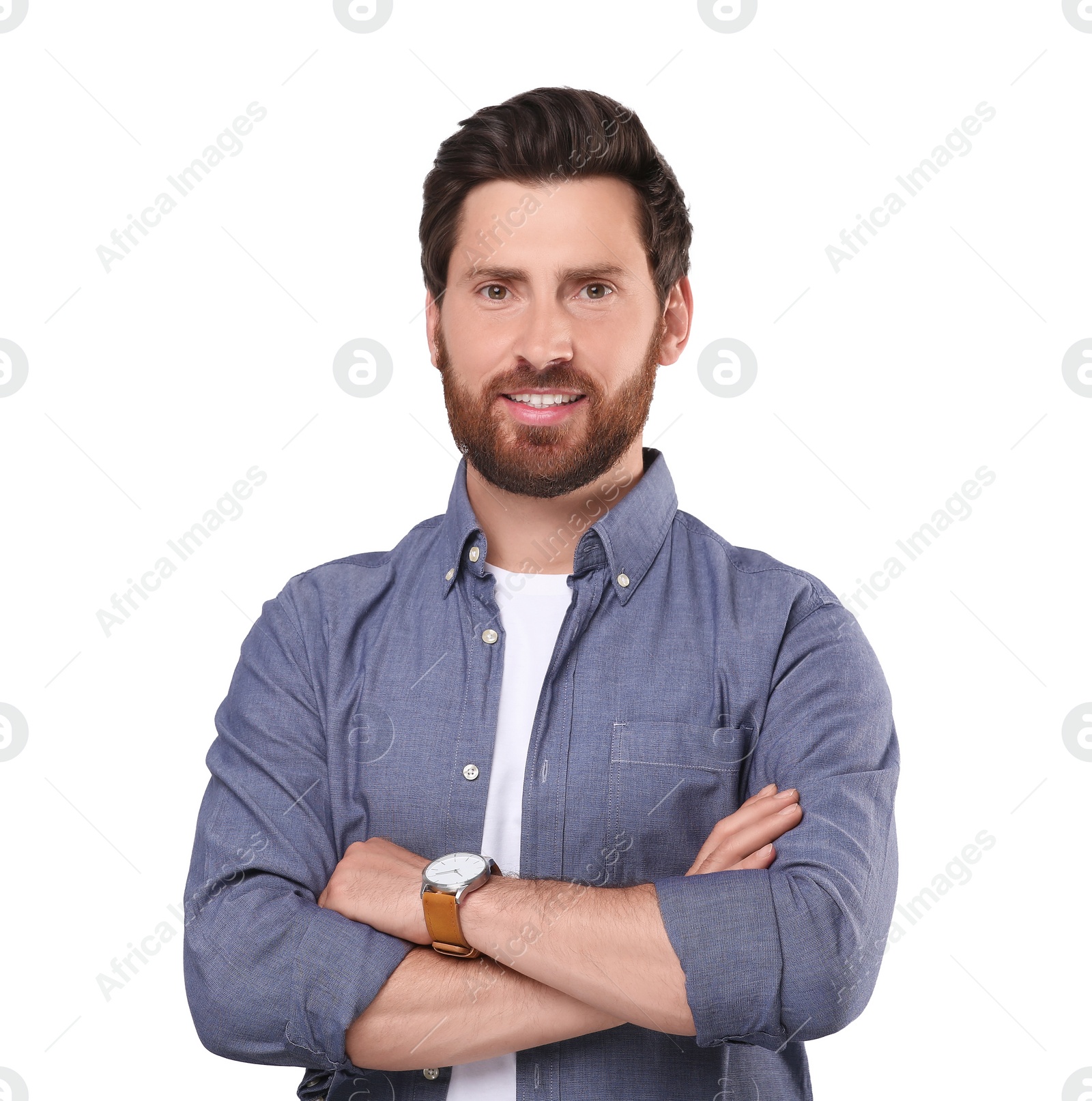 Image of Portrait of handsome man isolated on white