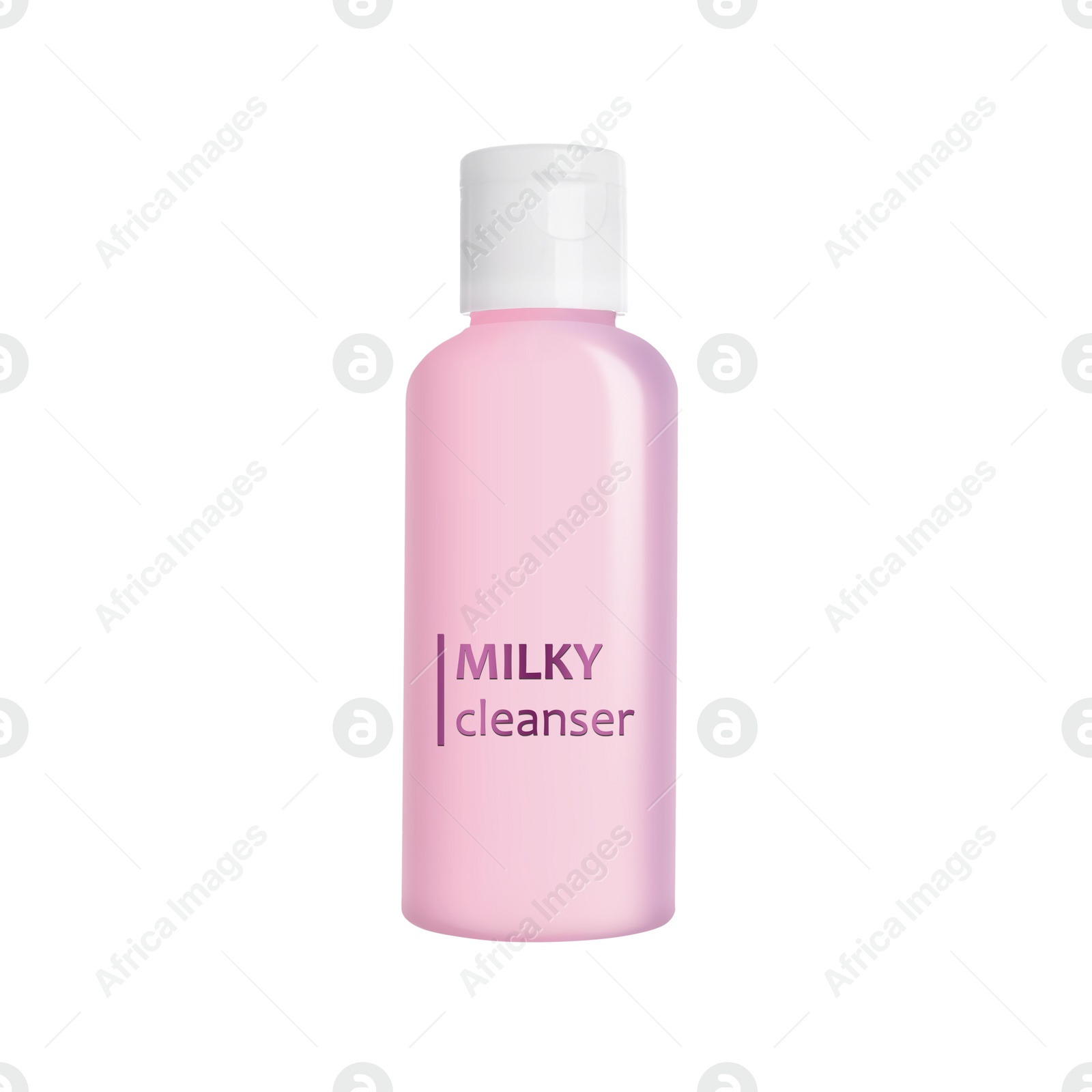 Image of Bottle of milky cleanser isolated on white. Makeup remover 