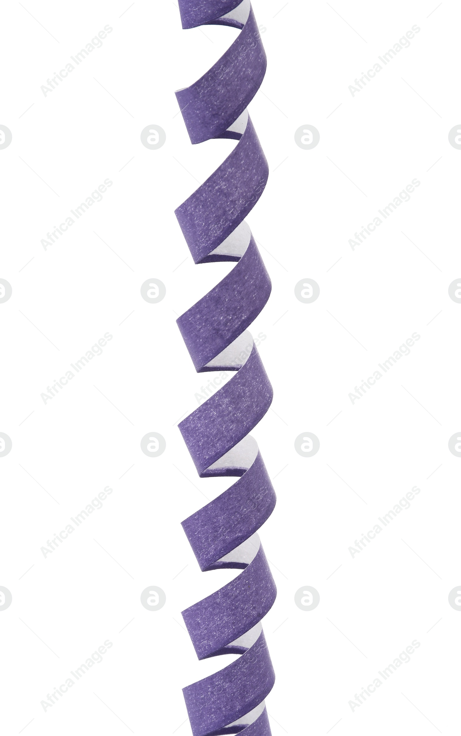Photo of Beautiful violet serpentine streamer isolated on white