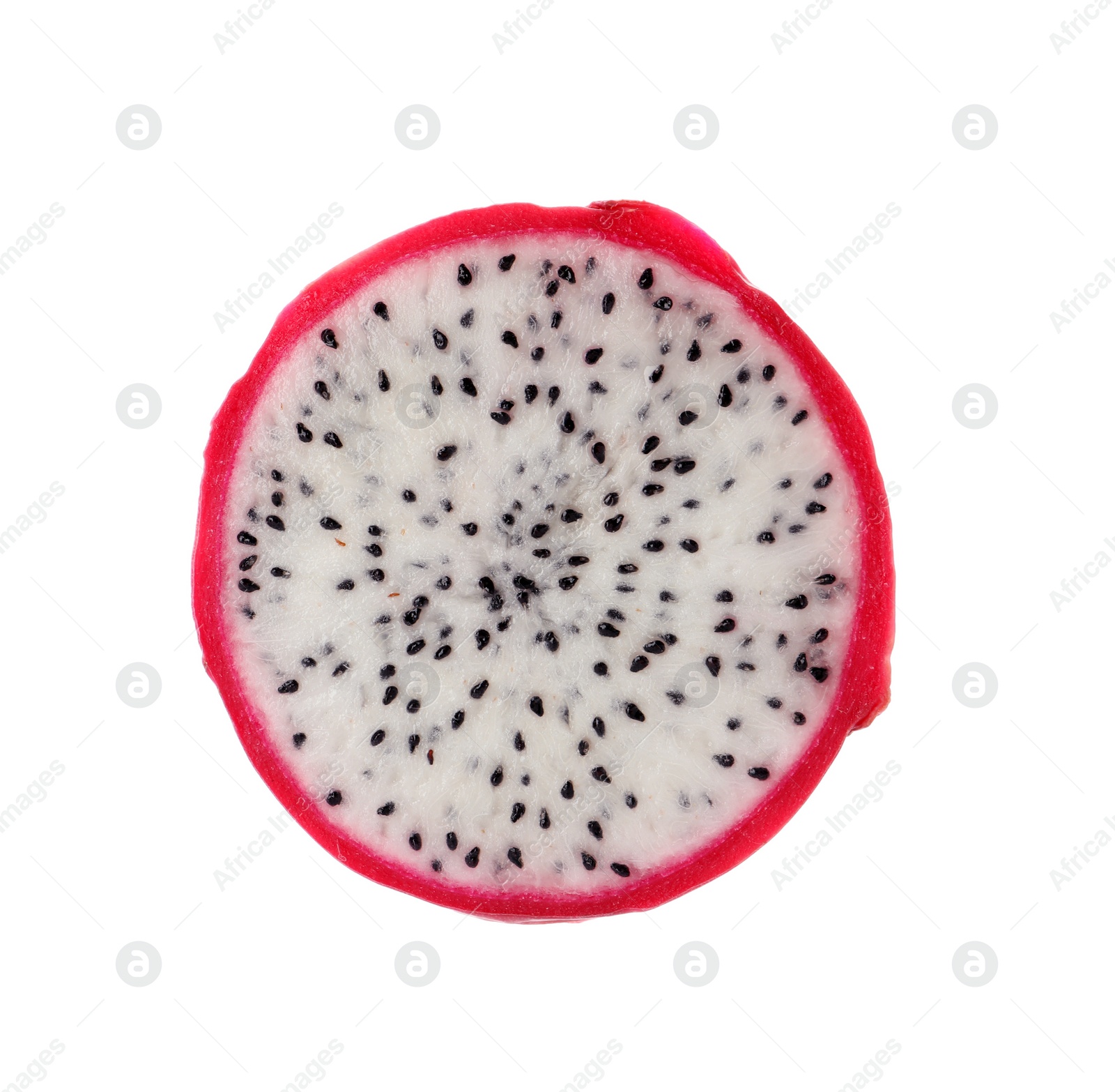 Photo of Slice of delicious pitahaya fruit isolated on white