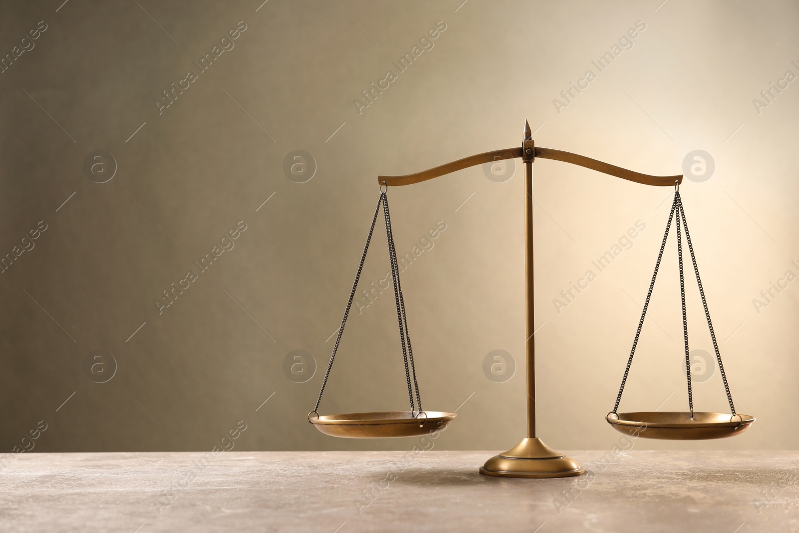 Photo of Scales of justice on table. Law concept